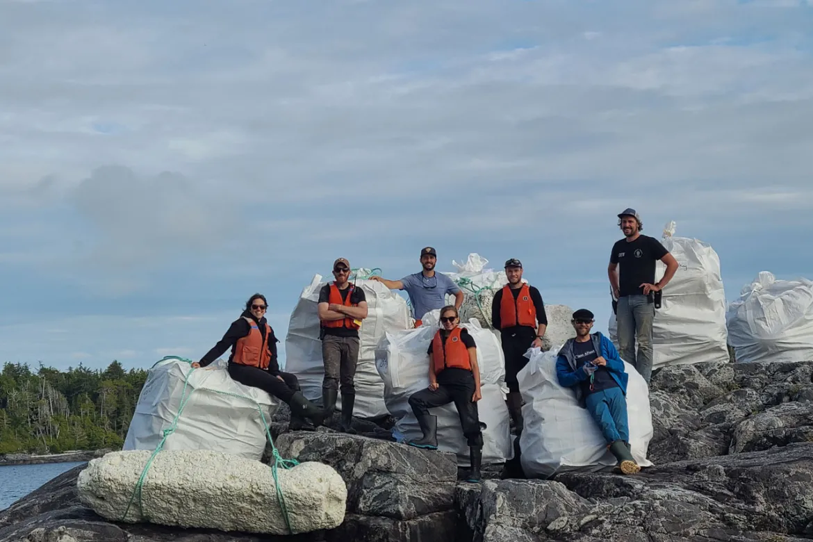 Bluewater crew with collected marine debris