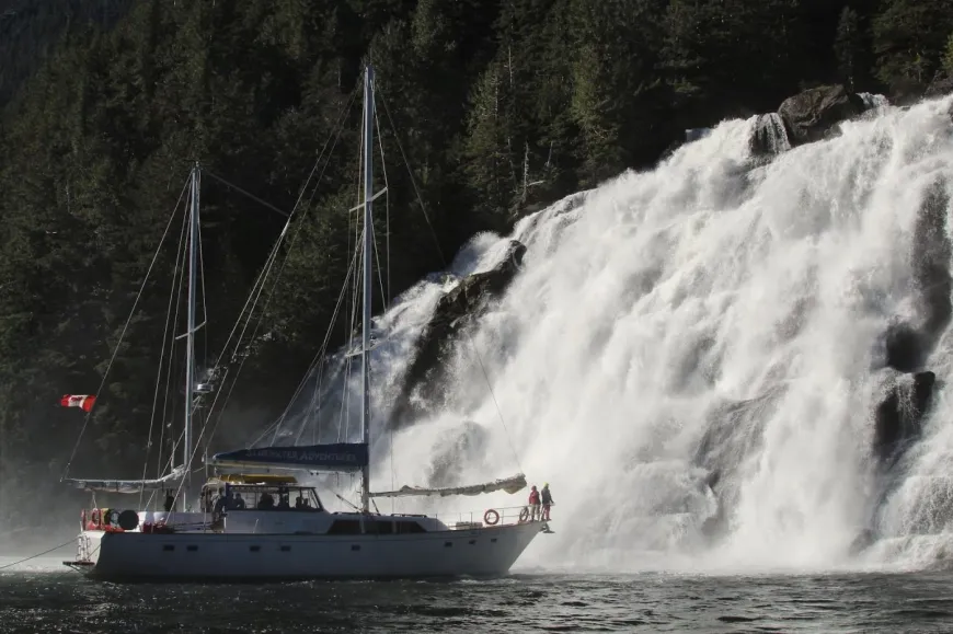 Island Roamer at one of the many waterfalls on BC's central coast Photo: Sherry Kirkvold