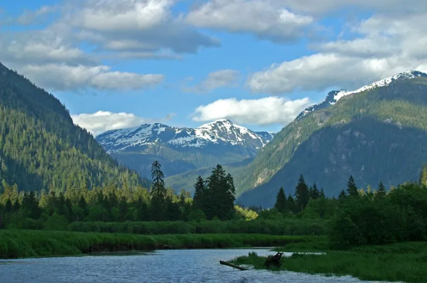Khutzeymateen Estuary looking at Southeast Alaska mountains