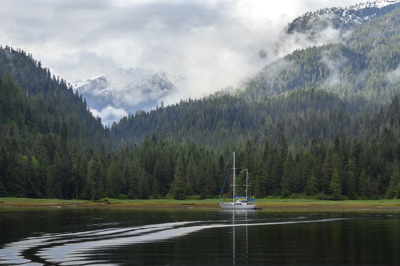 Quiet anchorage for sailing vessel, Island Roamer in the Khutzeymateen